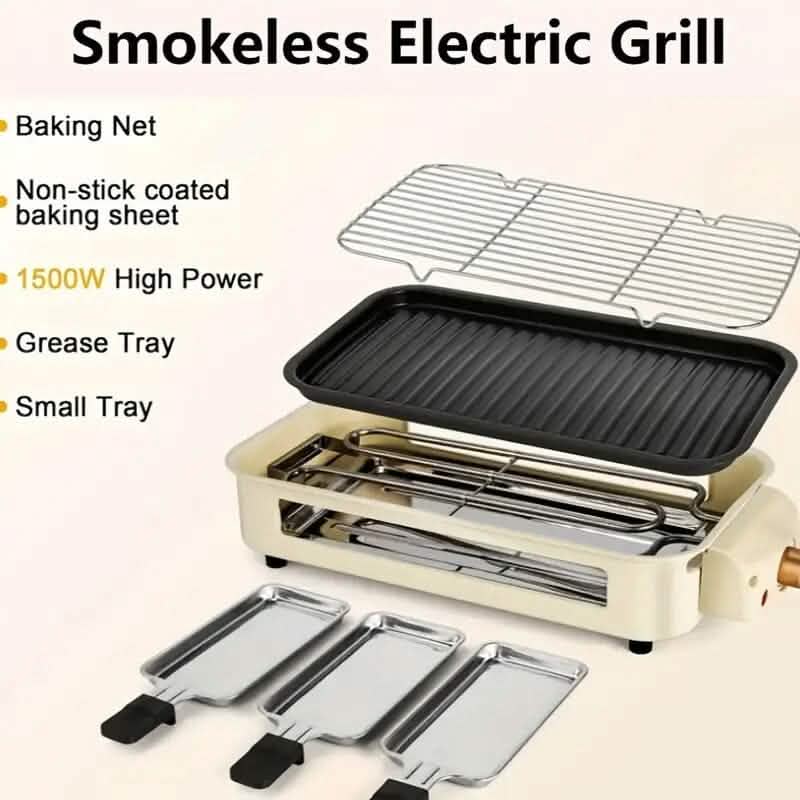 1500W Smokeless Electric Indoor Grill with Removable Non-Stick Plate - Image 4