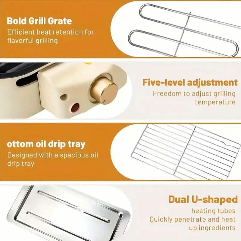 1500W Smokeless Electric Indoor Grill with Removable Non-Stick Plate - Image 5