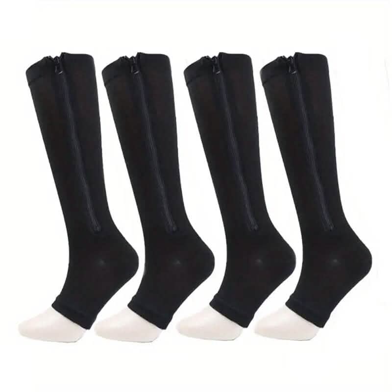 2-Pairs: Women's Open Toe Sports Compression Socks - Image 3