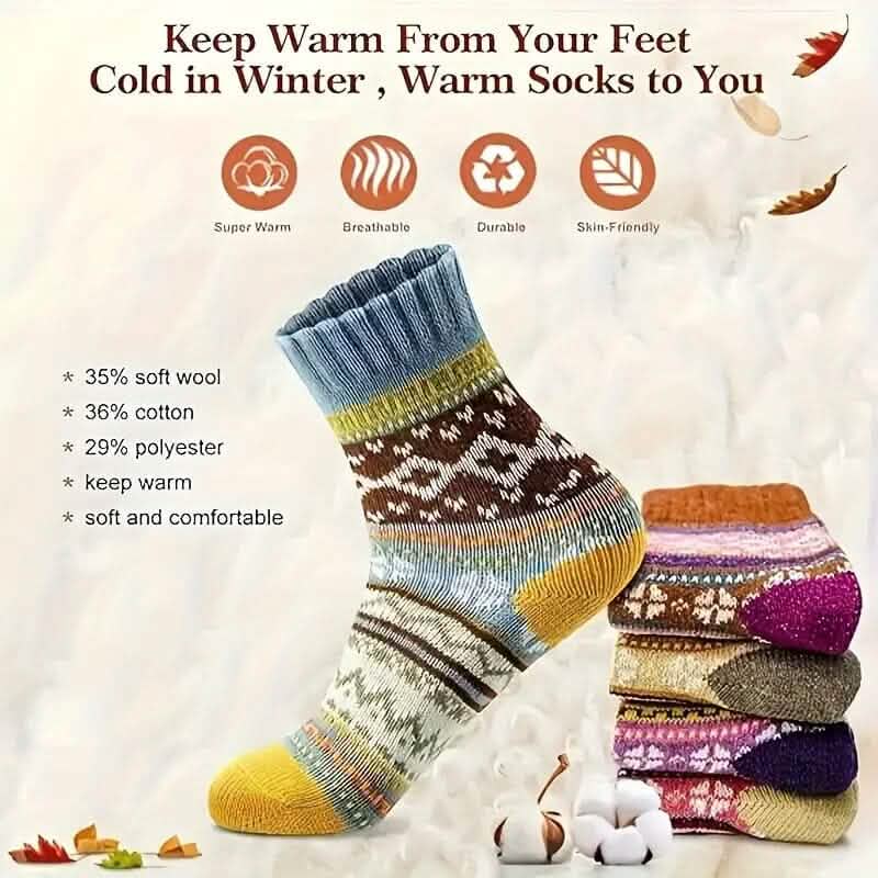 5-Pairs: Women's Comfortable and Warm Crew Socks - Image 4