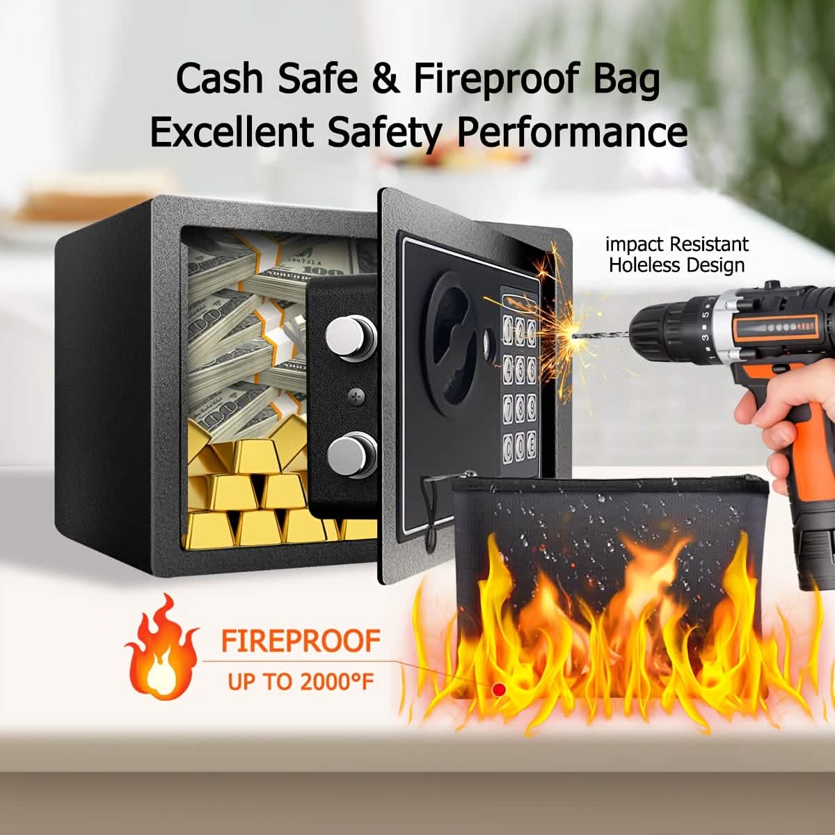 Fireproof Digital Home Safe with Keypad - Image 4