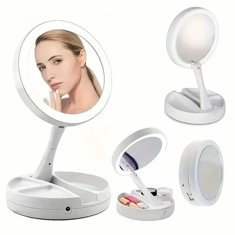 Foldable LED Vanity Mirror With Storage Box - Image 2
