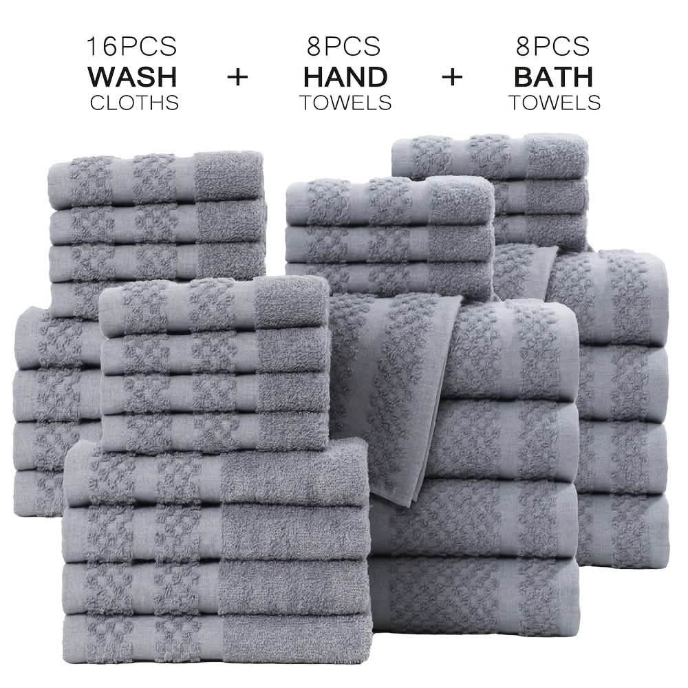 Gray Cotton Bath Towel Set