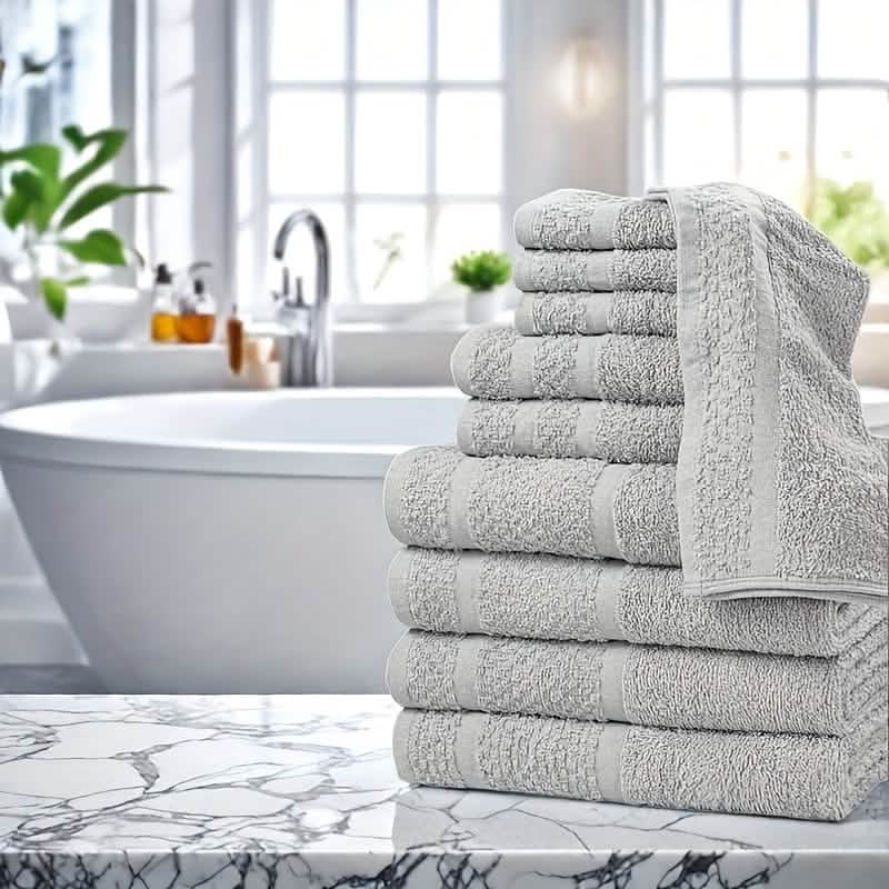 Gray Cotton Bath Towel Set - Image 10