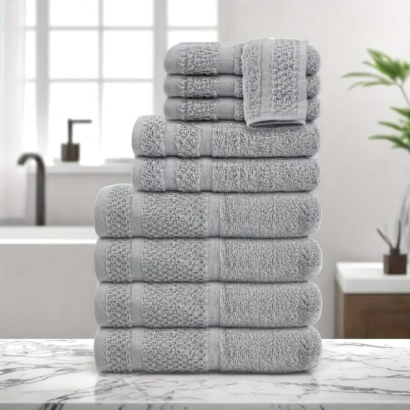 Gray Cotton Bath Towel Set - Image 8