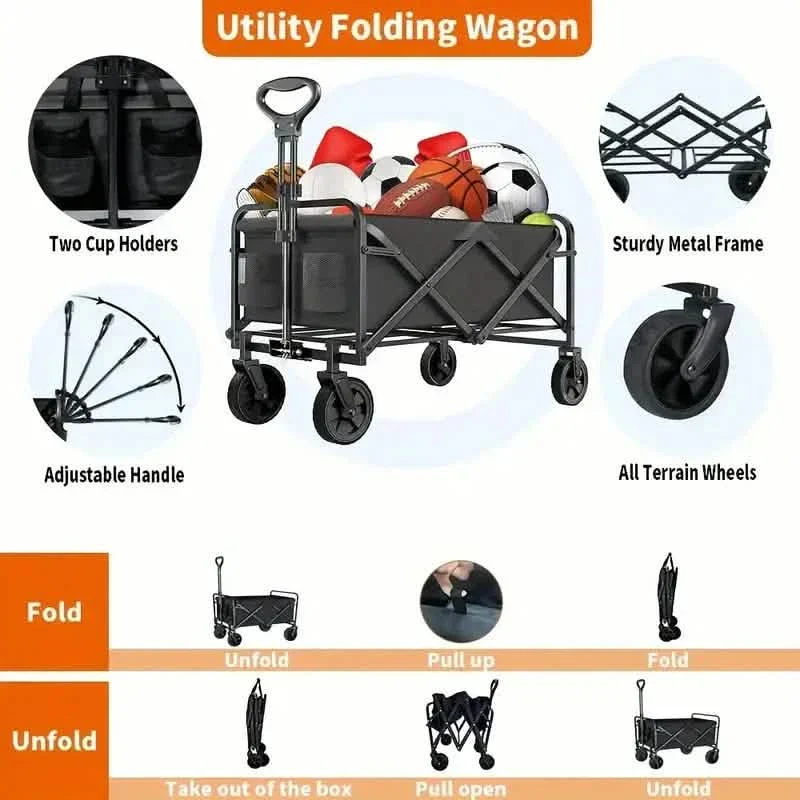 Heavy-Duty Portable Outdoor Wagon Cart - Image 3