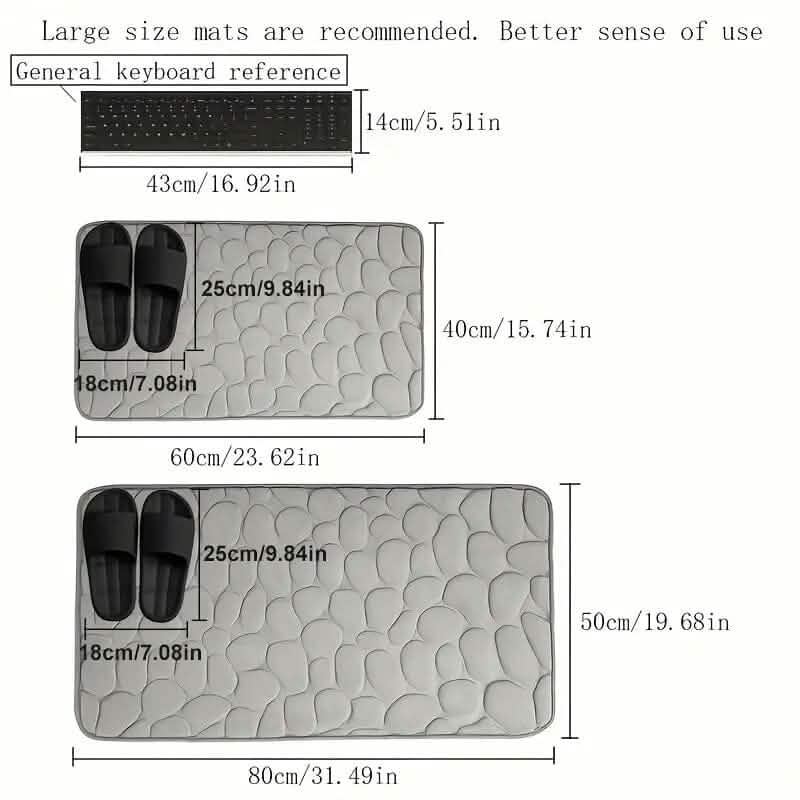 Memory Foam Bath Rug with Cobblestone Embossment - Image 4