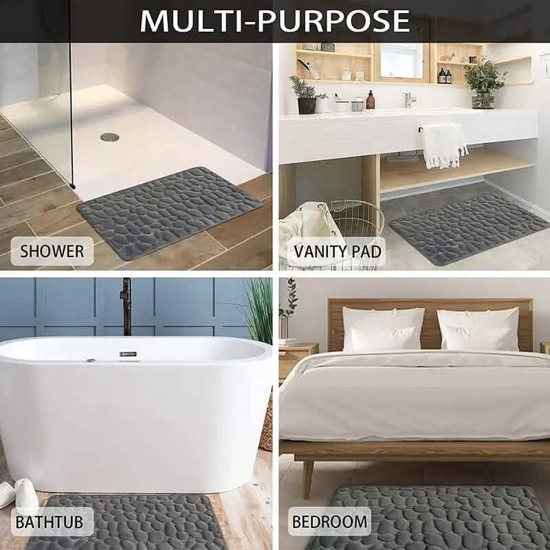 Memory Foam Bath Rug with Cobblestone Embossment - Image 7