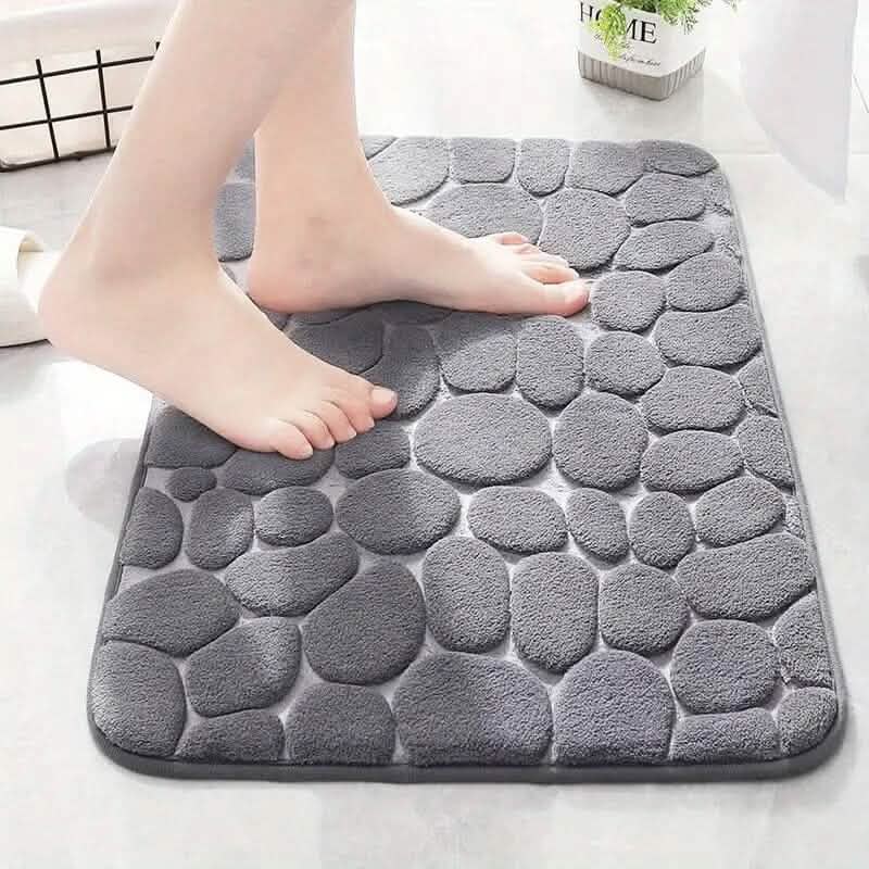 Memory Foam Bath Rug with Cobblestone Embossment - Image 8