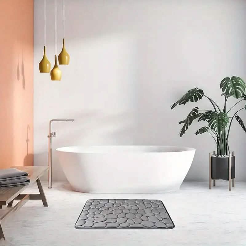 Memory Foam Bath Rug with Cobblestone Embossment - Image 9