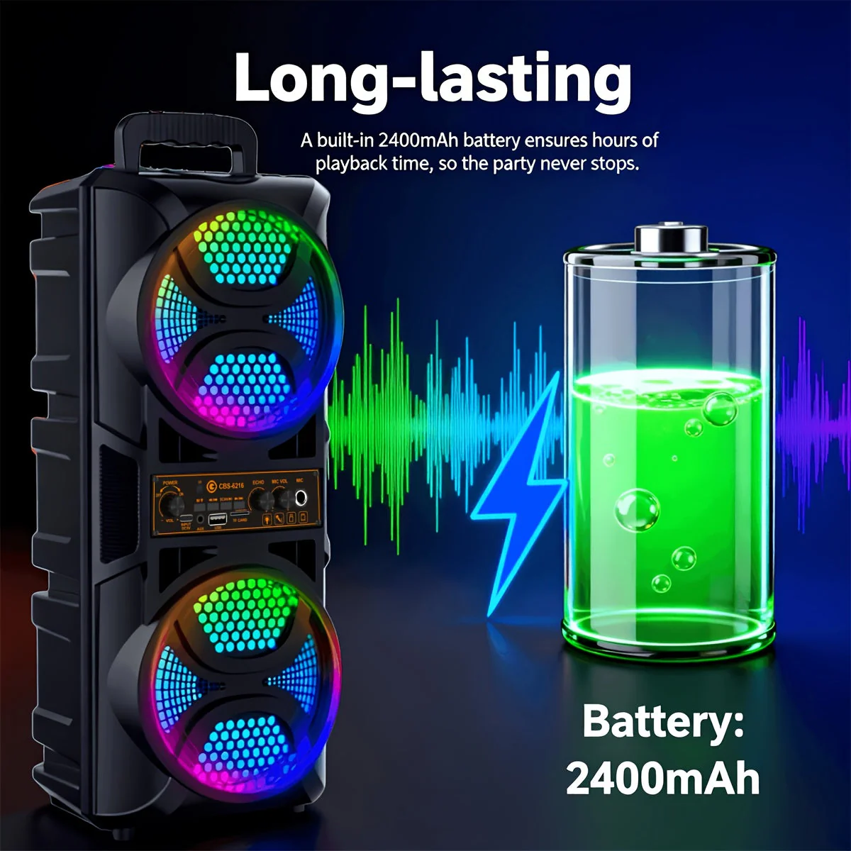 Portable Bluetooth PA Speaker with Dual Subwoofers - Image 11