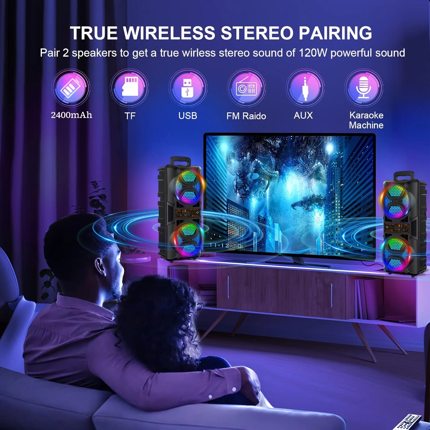 Portable Bluetooth PA Speaker with Dual Subwoofers - Image 7