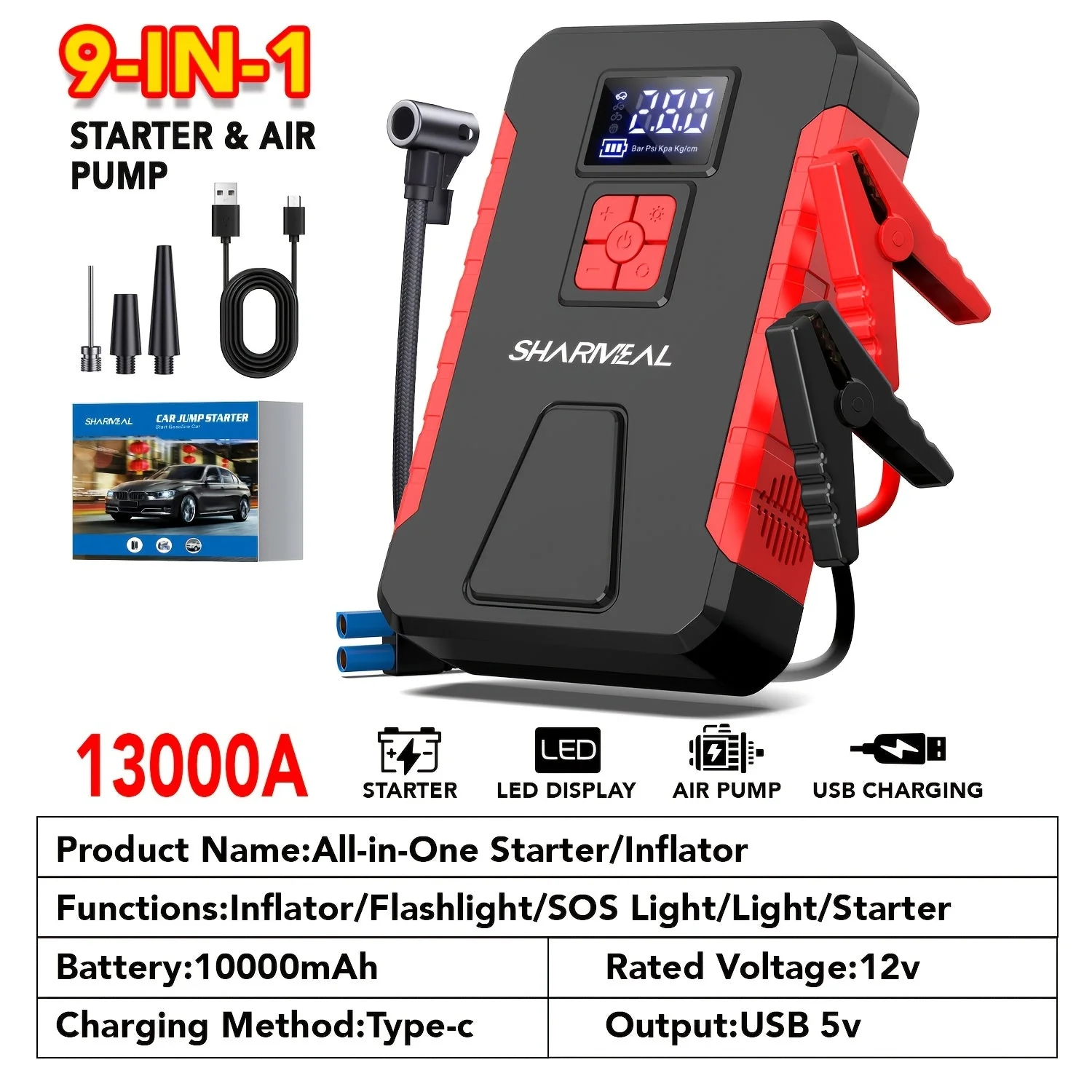 Portable Car Jump Starter & Air Compressor - Image 3