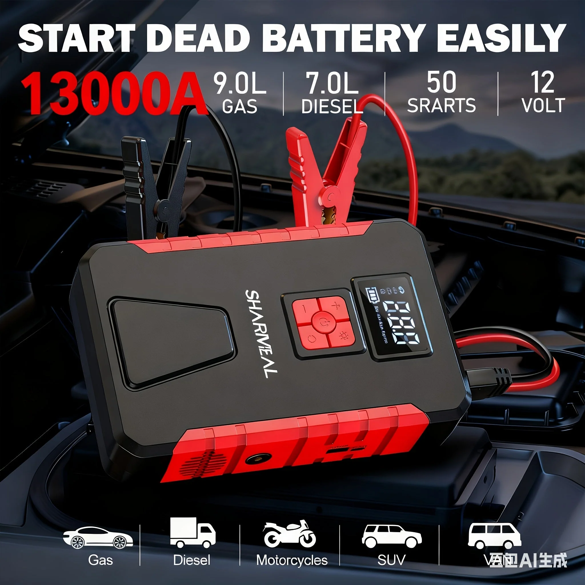 Portable Car Jump Starter & Air Compressor - Image 9