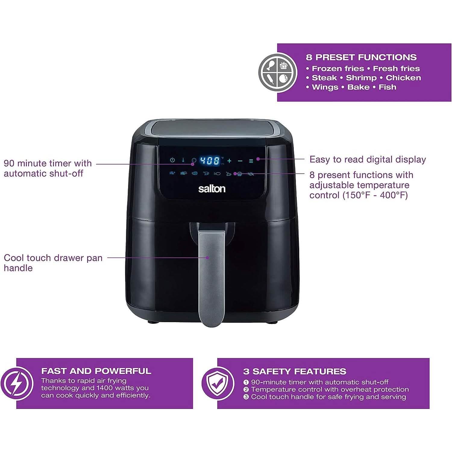 Salton Digital Air Fryer XL 5L - Image 7