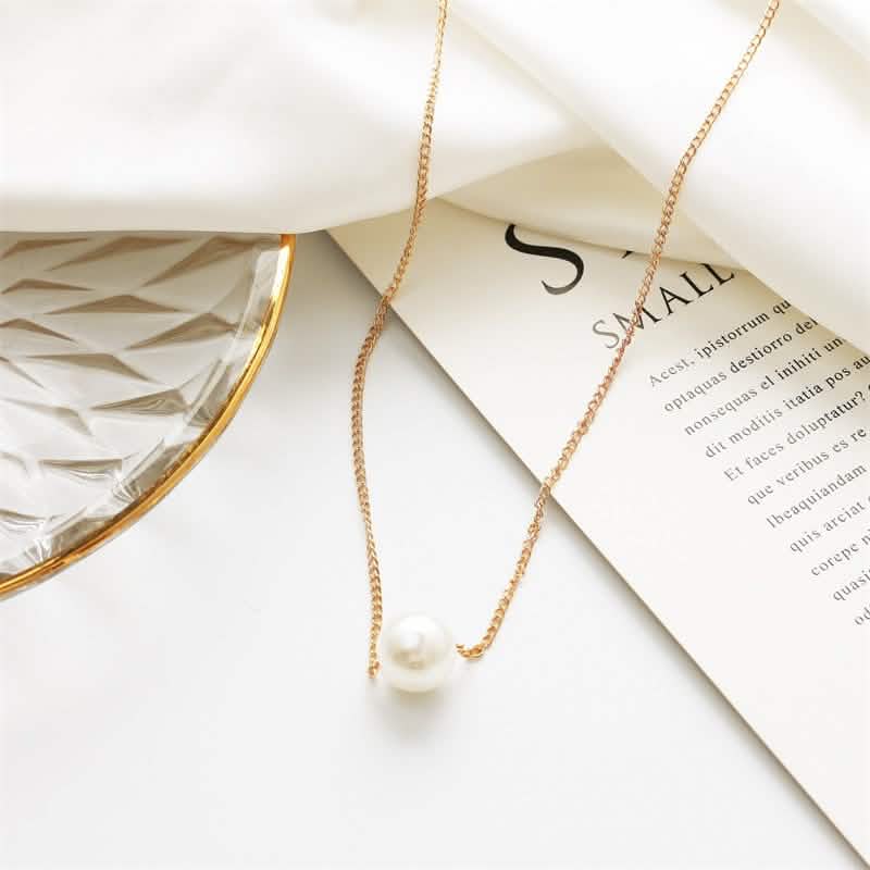 Women’s Minimalist White Pearl Beaded Necklace - Image 4
